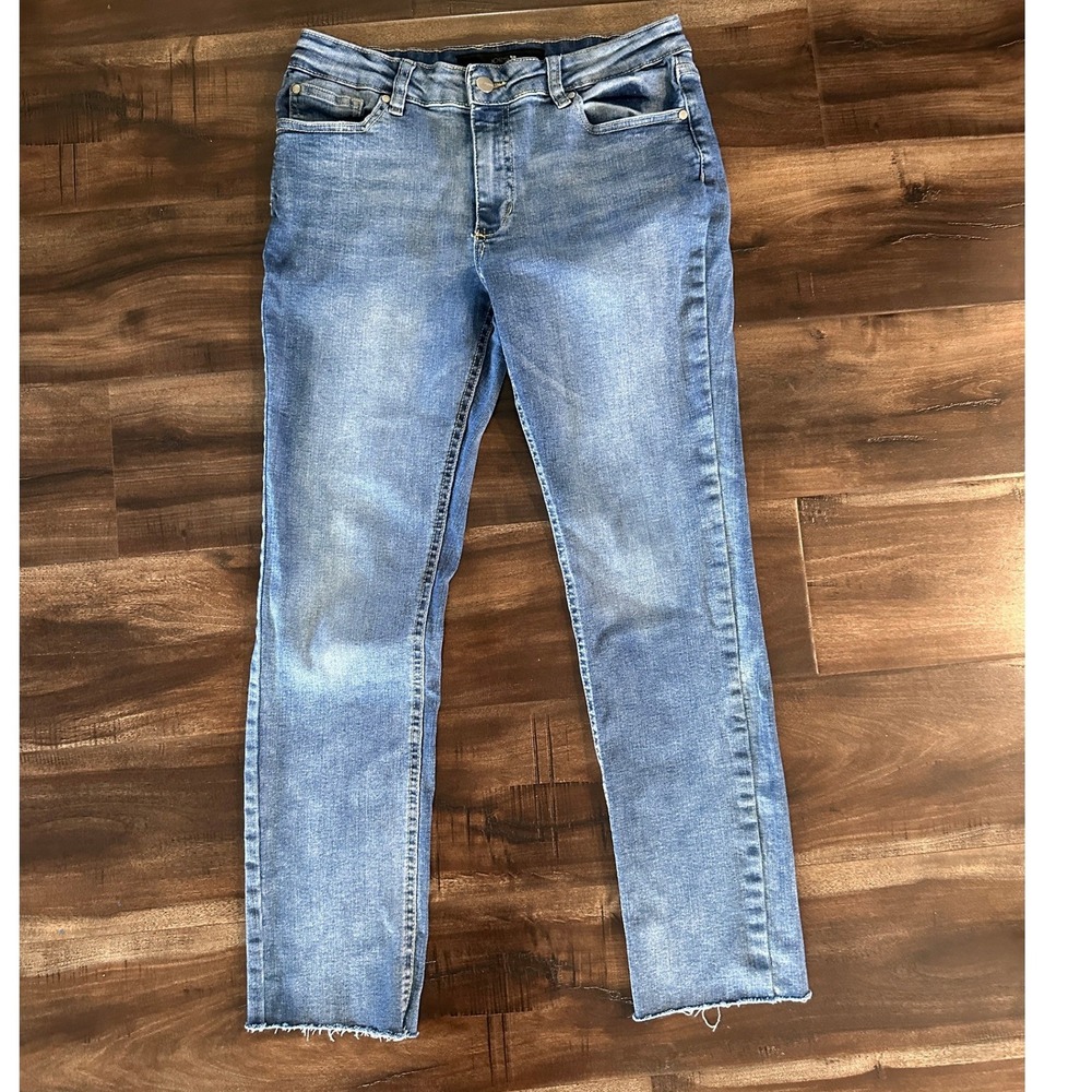 Joes Jeans Kids Size 18 Medium Wash Straight Leg Raw Hem Denim Blue Pants